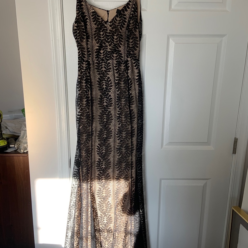 With Grace Black Lace Mermaid Maxi Dress